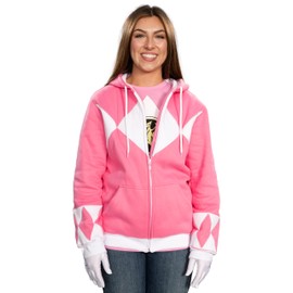 Power Rangers Pink Hooded Costume Sweatshirt (Adult X-Large)