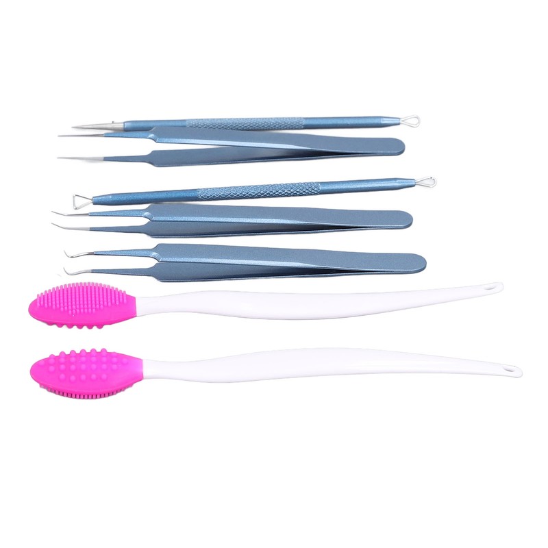 Blackhead Remover Tweezers Kit with Hot Compress Towel Clean Brush