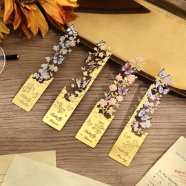 icceemee 4pcs Butterfly Flower Theme Pretty Book Marks for Reading Women, Cute Book Markers for Writers, Kids, Teens, Men Readers, Reading Accessories Gifts for Book Lovers