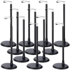 Yaocom 12 Pcs Adjustable Doll Stand Display Holder for 14 to 18 Inches Dolls Action Figure Stands with Expandable Waist Wire Bracket Support Dolls Display Rack for Home Shop Birthday Party, Black