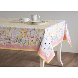 Maison d' Hermine Tablecloth 100% Cotton 160cm x 220cm Washable Square Tablecloth Decorative Tablecloth for Mother's Day Gifts, Buffet Parties and Camping, Easter Zest - Spring/Summer