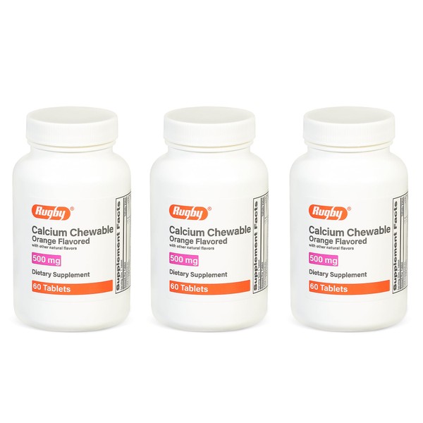 Rugby 500mg Calcium Chewable Tablets - Dietary Supplement - Orange