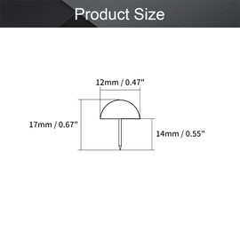 MroMax Upholstery Nails Tacks 0.47" Head Dia Iron Modern Style Metal Round Thumb Push Pins 0.67" Height for Furniture Decoration Chair Hardware Cork Board Sofa Headboards Golden Tone 50Pcs