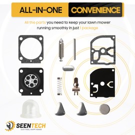 Seentech RB-100 Carburetor Rebuild Kit with Primer Bulb – Compatible with Zama C1Q-S Series for Stihl HS45, FS55, FS38, BG45, MM55, Mini Tiller 4137, EMU Trimmer