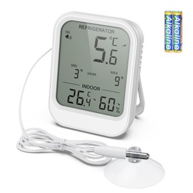 ORIA Digitales Kühlschrankthermometer mit Wasserdichter Sonde, Gefrierschrank Thermometer, Innenthermometer mit LCD-Display, Temperaturalarm, Min/Max Wert, für Kühlschrank, Gefrierschrank, Aquarium