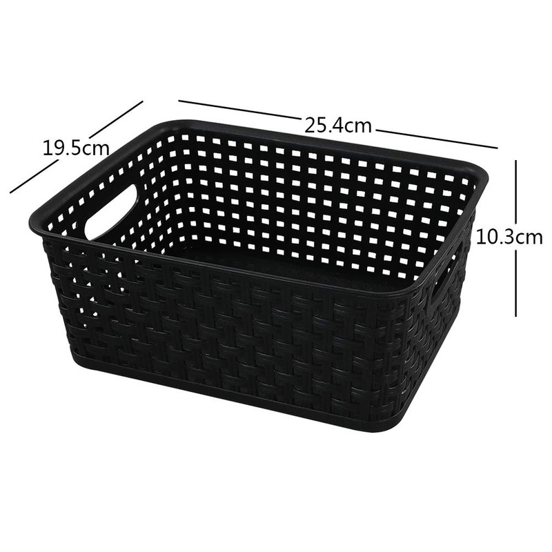 Xowine Set of 6 Weave Baskets, Plastic Storage Basket, Black
