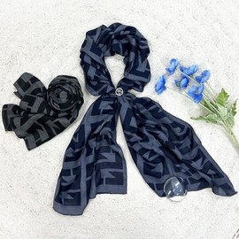 Soprano 대구백화점 소브라노빅 로고 패턴 블랙 네이비 롱스카프(DO-59) Daegu Department Store Soprano Big Logo Pattern Black Navy Long Scarf (DO-59)