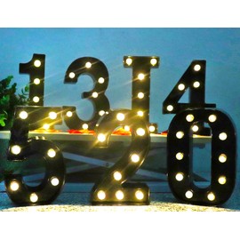 AUSAYE Black LED Marquee Number Lights Sign for Wedding Birthday Party Battery Powered Christmas Lamp Home Bar Decorations Number 7