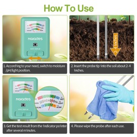 3-in-1 Soil Moisture Meter Light and PH Tester for Indoor & Outdoor House Plants, Garden, Lawn, Farm (No Battery Needed)