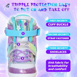 MammyGol Inline Skates for Girls Kids, 4 Size Adjustable Butterfly Roller Skates with Vibrant Colors Flashing Wheels, Skates Indoor Outdoor for Beginners Women Lady