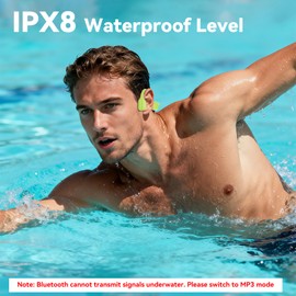 Opinta Swimming Headphones, IPX8 Waterproof Bone Conduction Headphone Wireless Underwater Earbuds with 32GB Memory for Swimming, Cycling, Marathon