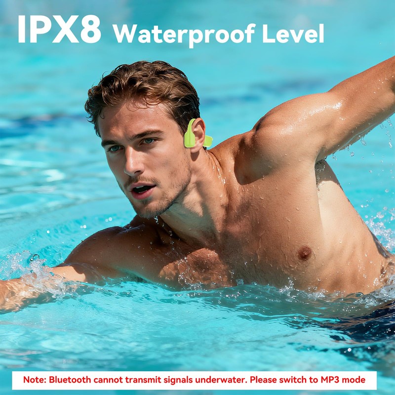 Opinta Swimming Headphones, IPX8 Waterproof Bone Conduction Headphone Wireless Underwater