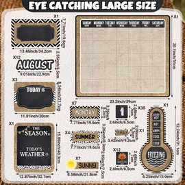 Cholemy 85 Pcs Calendar Bulletin Board Set Classroom Calendar Bulletin Board with Numbers Month Weather Classroom Decoration Wall Decor for Chalkboard Back to School Supplies(Rustic)