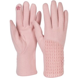 styleBREAKER 09010041 Women's Touchscreen Gloves Plain with Cable Knit and Buttons Warm Finger Gloves Winter, rose