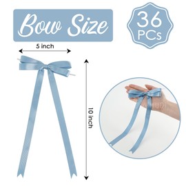 AIMUDI Dusty Blue Bows 5 × 10" Satin Bows for Gift Wrapping Twist Tie Bows Premade Ribbon Bows for Bouquets Invitations Baskets Crafts Wreaths Wedding Birthday Baby Shower Party Decorations, 36 PCs