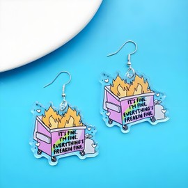 Cute Earrings For Women, Silver Hooks Funny Quote Dangle Earring IDK I Just Work Here Kawaii Hypoallergenic Trendy Fun Non Tarnish New Year Holiday Birthday Jewelry Gift (Fine)