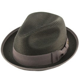 Epoch Men's Classy Travel Crushable 2tone Derby Fedora Upturn Curl Brim Hat (as1, Alpha, s, m, Black)