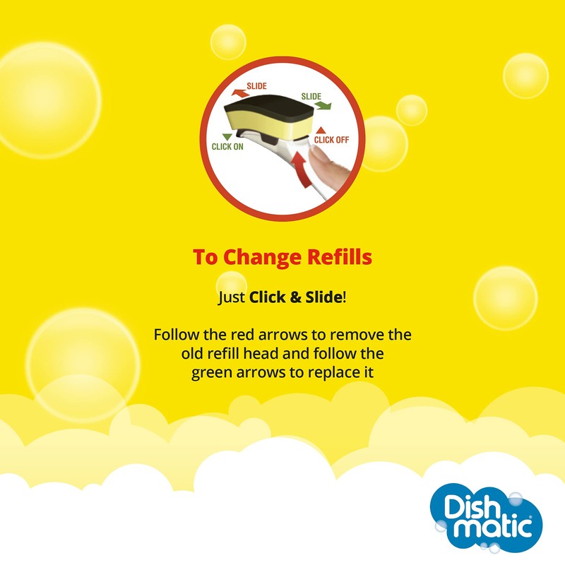 Dishmatic Black Extra Heavy Dish Sponge Refill Heads with Antibacterial