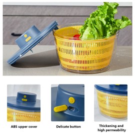 Electric Salad Spinner, 4L Lettuce Spinner Large Capacity USB Chargeble Fruit Vegetable Washer Dryer for Home Kitchen (Blue)