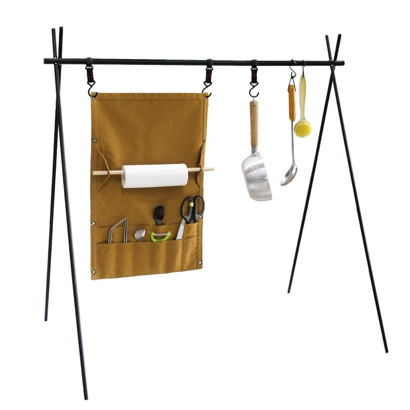 Outdoor Camping Tableware Storage Bag Portable Hanging Canvas Utensil Tissue