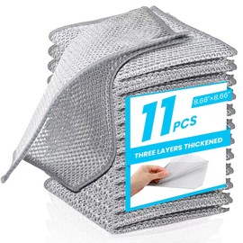 11 PCS Upgraded 3-Layer Non-Scratch Wire Dishcloths – Steel Wire Dish Cloths for Kitchen, Dish Towels & Wire Dishwashing Rags – Reusable Wire Rags for Cleaning Cookware, Dishes, Sinks – 8.66” x 8.66”