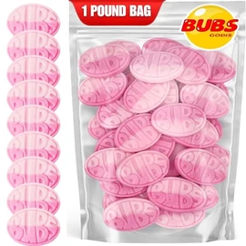Bubs Wild Strawberry Pomegranate Ovals. 1 POUND of Soft & Chewy Swedish Candy. Marshmallow Gummy Hybrid Vegan, Gluten and Gelatin Free Foam Godis. Packed and Imported From Sweden by Nrdiq Candy.