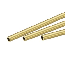 sourcing map Round Brass Tube 6 mm Outer Diameter 1 mm Wall Thickness 200 mm Long Tube Pack of 3