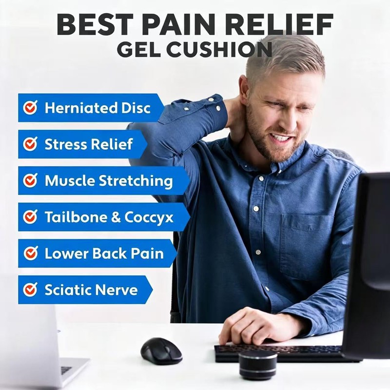 Gel Seat Cushion for Long Sitting, Double Thick, Pressure Relief