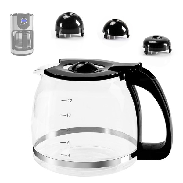 12-Cup Glass Carafe Replacement Pot for Mr Coffee, Black &