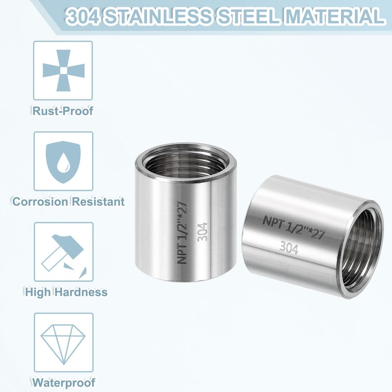 sourcing map NPT 1/2" x1-1/16 304 Stainless Steel Cast Pipe