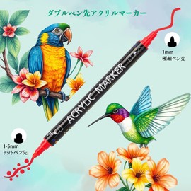 Acrylic Marker, 24 Colors, Dots, Fine Point Tip, Water-Based Pen, Non-Toxic, Odorless, Paint, Waterproof, Quick Drying, Illustration Notebook, Plastic Plate/Glass Writing, Graffiti, DIY, Kids, Adults