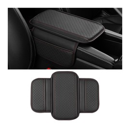 Adunsiaoto Centre Console Cover Waterproof Centre Console Pad, Leather Waterproof Armrest Seat Box Cover Protector, Universal Car Armrest Box Booster Pad (Black Red Line)
