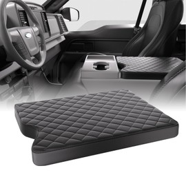 Center Console Armrest Cover compatible with Ford F150 2015-2024 and F250 F350 F450 2017-2024 Leather Arm Rest Box Lid Middle Console Armrest Cover Accessories(40/20/40 Jump Seat Console Only)(black)