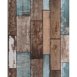 EeeComing 118''x17.7'' Wood Wallpaper Peel and Stick Wood Look Grain Plank Contact Paper Vintage Wall Paper Stick and Peel Self Adhesive Removable Wallpaper Rustic Distressed Faux Vinyl Roll