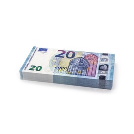 Cashbricks®, 100 x €20 Toy Banknotes, Reduced Size – 75% Size