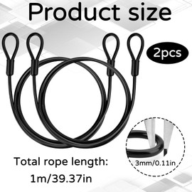 2 Artikel 1 Meter Langer Kabelschloss,Fahrradschloss Lang,Winddichter Schlaufenkabel,Fahrradschloss Kinder,Fahrradschloss Stahldraht Zum Schutz Ihres Fahrrads,Grills Oder Kinderwagens Vor Diebsta