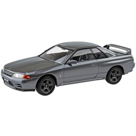 Aoshima Bunka Kyozai 1/32 Raku Plastic Snap Kit No.14-GG Nissan R32 Skyline GT-R Gun Gray Metallic Color-coded Plastic Model (Automotive)