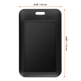 SINJEUN 50 Pack Sliding ID Badge Holder, Black Badge Holders with Clear Window, Vertical Hard Plastic Name Card Holder for ID Credit Cards, Proximity Key Cards, Driver's Licenses