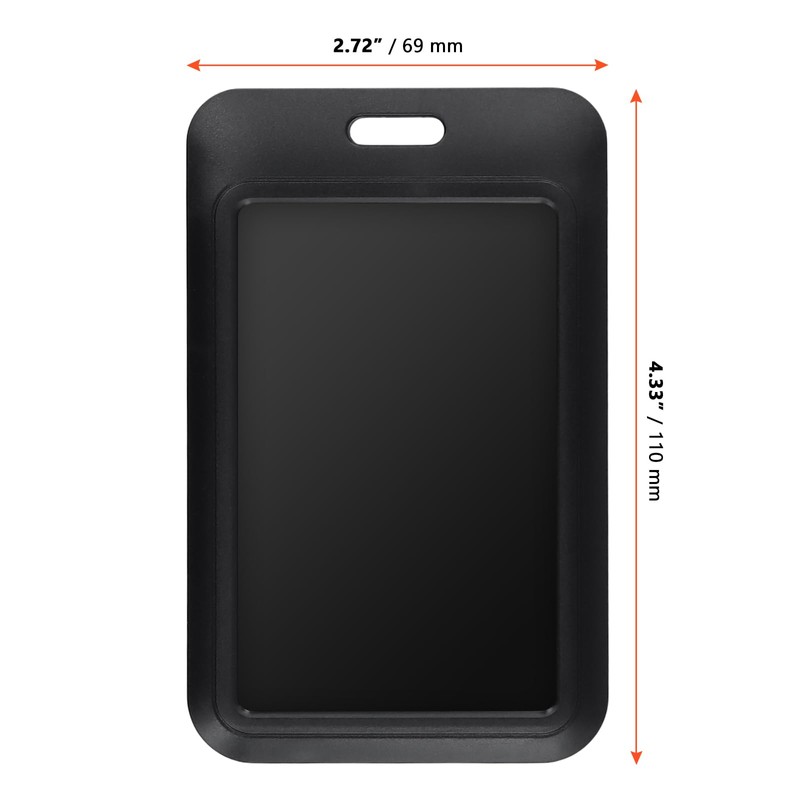 SINJEUN 50 Pack Sliding ID Badge Holder, Black Badge Holders