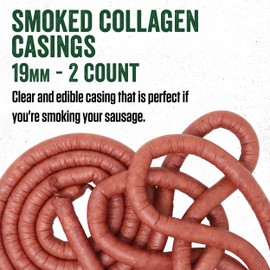 LEM Products Clear Smoked Collagen Casings, 19mm, Edible Sausage Casings, Stuffs Approximately 16 Pounds Per Pack, Great for Snack Sticks, Hot Dogs, Metts, Andouille, Brats, and More, 2-Pack