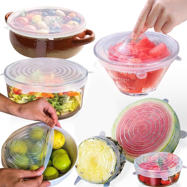 O-CONN 7 Pieces Silicone Stretch Lids, Reusable Premium Silicone Stretch