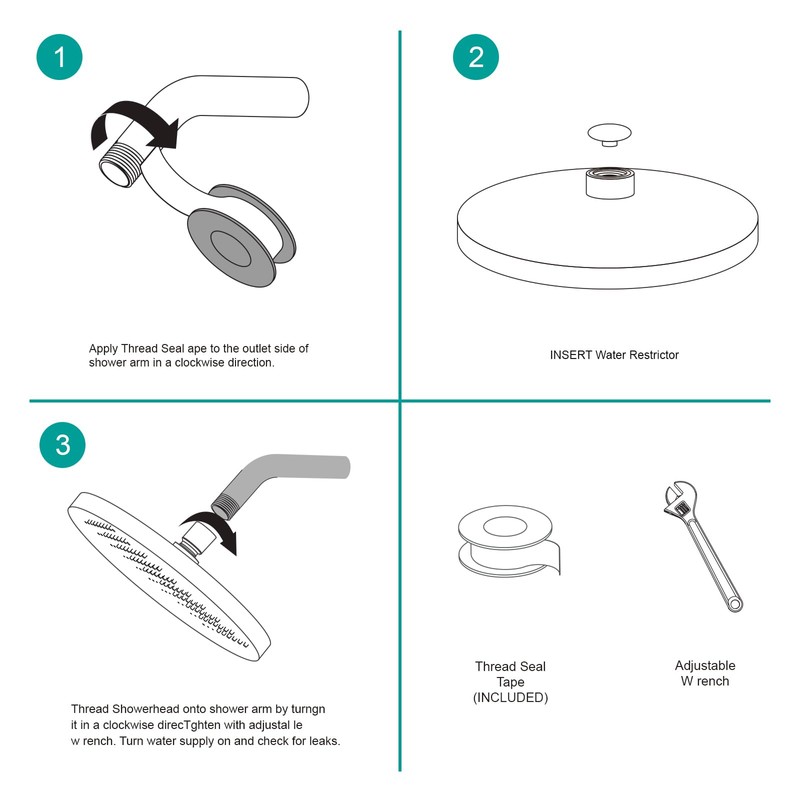 AULEEND 8 Inch Round Rain Shower head, High Flow Stainless