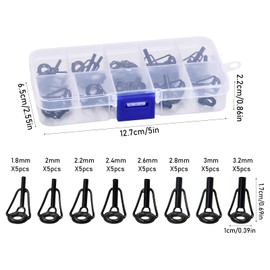 Pinsheng 40 Pieces Fishing Rod Repair Tip Ring Rod Ring, 1.8-3.2 mm Fishing Rod Repair Set, Fishing Rods Guide Ring Repair Kit, Stainless Steel Ceramic Tip Rings with Storage Box