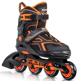 2PM SPORTS Torinx Orange Boys Adjustable Inline Skates, Fun Beginner Roller Skates for Kids, Youth, Girls, Men - Orange Medium