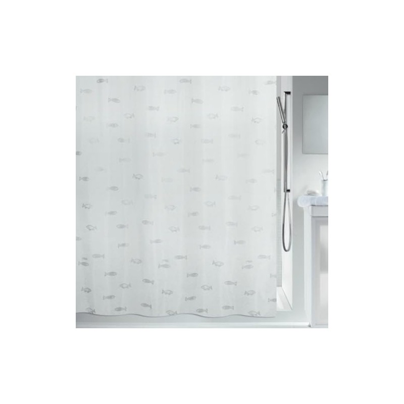 Spirella Kos Silver Metallic Effect Textile Polyester Shower Curtain, 180