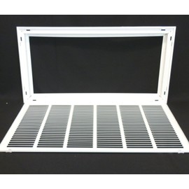 30" X 14" Steel Return Air Filter Grille for 1" Filter - Easy Plastic Tabs for Removable Face/Door - HVAC Duct Cover - Flat Stamped Face -White [Outer Dimensions: 31.75w X 15.75h]