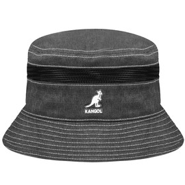 Kangol Distressed Cotton Mesh Bucket Navy, black