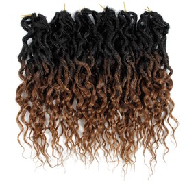 Faux Locs Crochet Hair 6Packs 16Inch Pre-looped Goddess Locs Crochet Hair, Short Locs with Soft Curly Ends Dreadlocks Faux Crochet Locs Synthetic Braids Extensions 72strands (16'', T30) …