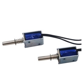 BUBQD 2PCS Mini Push Pull Linear Solenoid Electromagnet 5mm Stroke DC 5V~12V 25Ω Open Frame Mini Frames Actuator Electric DC Magnet Solenoid DS-0420S