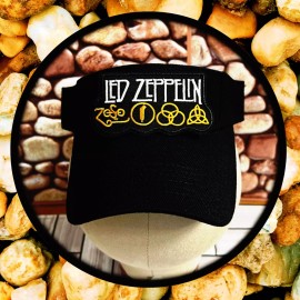 LED ZEPPELIN ROCK BAND GOLF AND TENNIS SUN VISORS BLACK HAT ADJUSTABLE STRAP